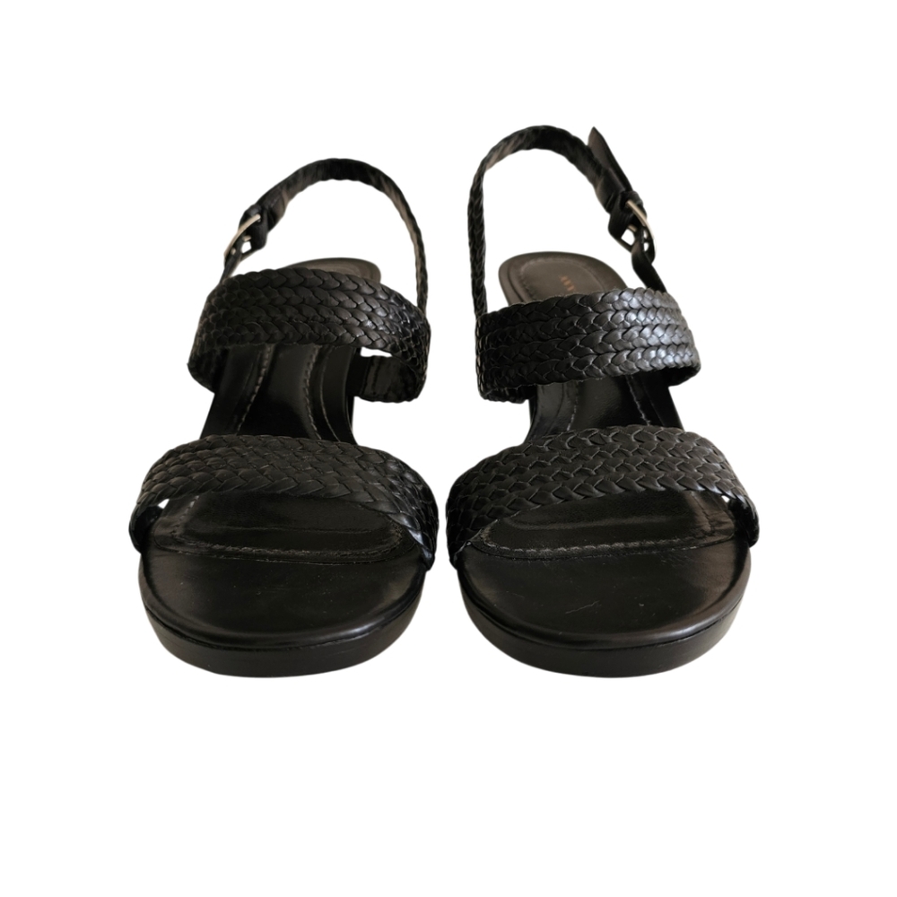 Ann Taylor Braided Leather Ankle Strap 3" Heeled Sandals | EUC | 7M | Black - Picture 6 of 16
